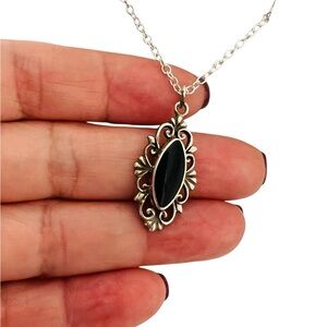 Elegant Silver and Black Pendant Necklace